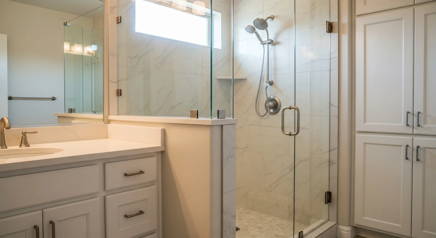 Modern kitchen and bathroom renovation with custom cabinetry and finishes